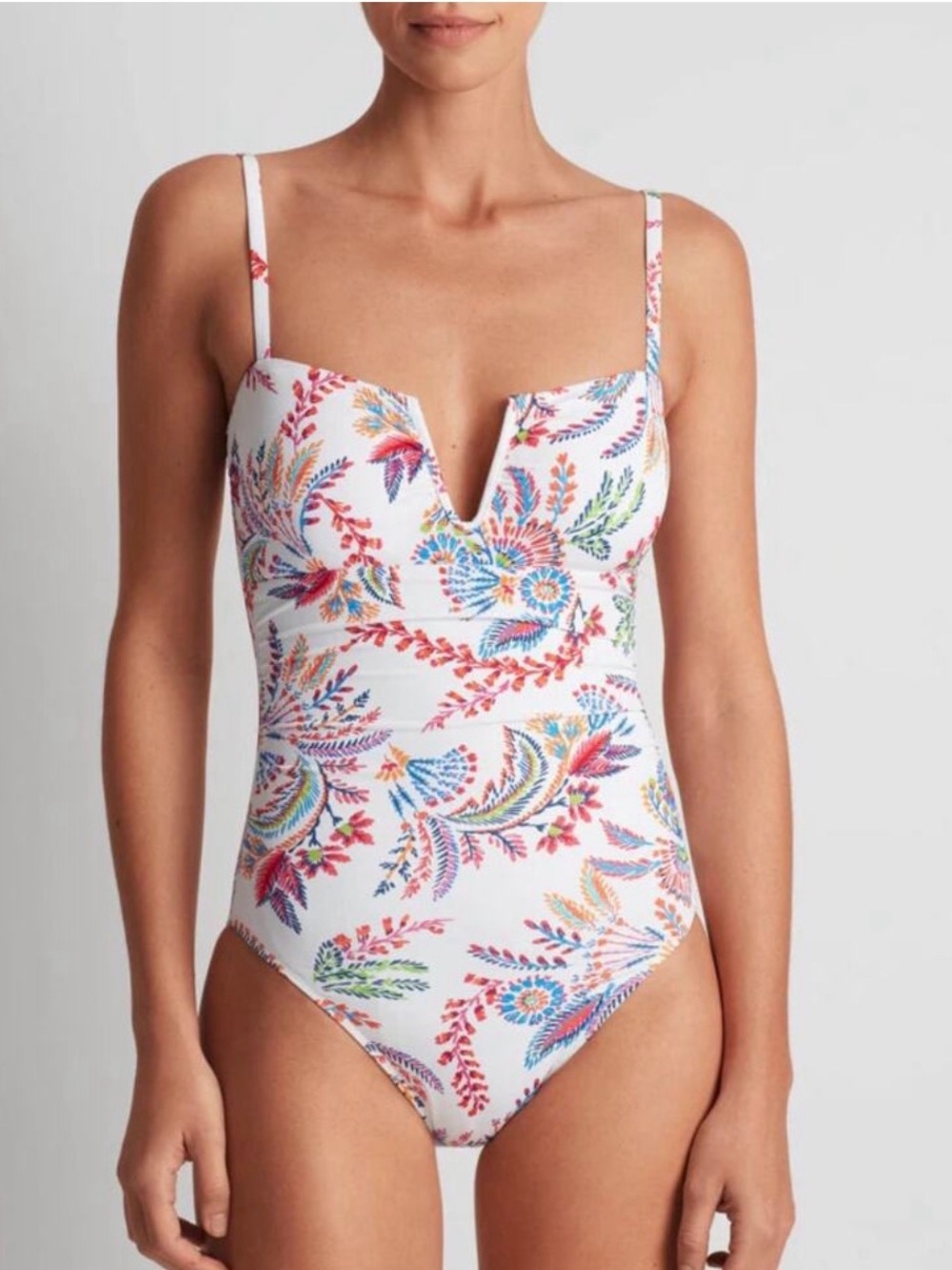 NWT Lauren Ralph Lauren White floral One-Piece Swim Sz 10